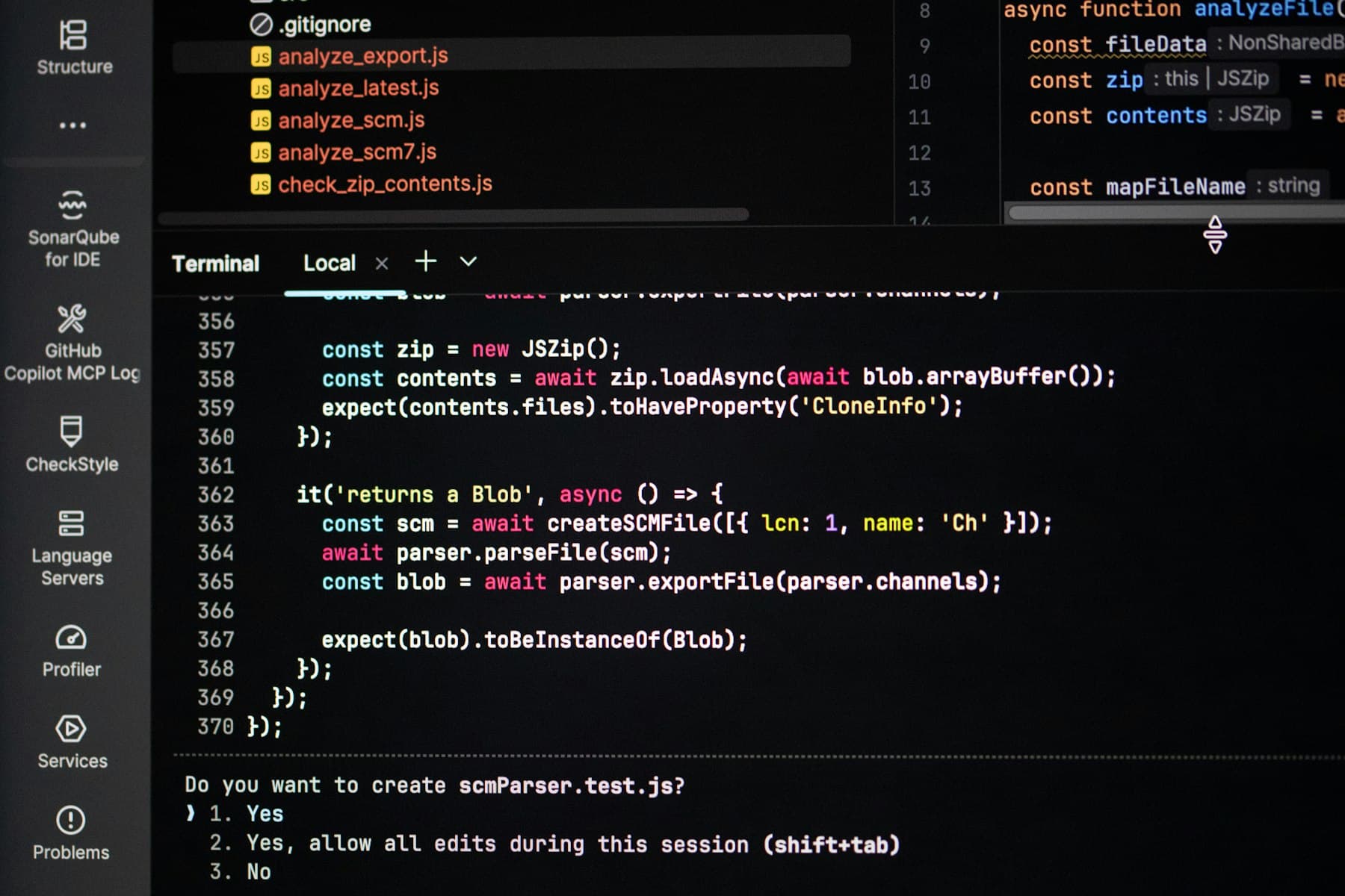 Code and terminal output on a dark screen